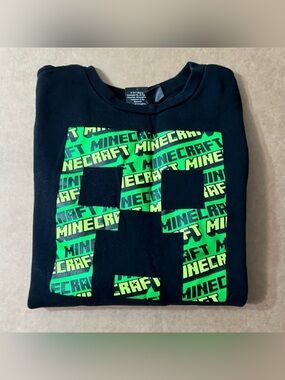 Minecraft Mad Engine Creeper Crew Neck Black Sweatshirt L